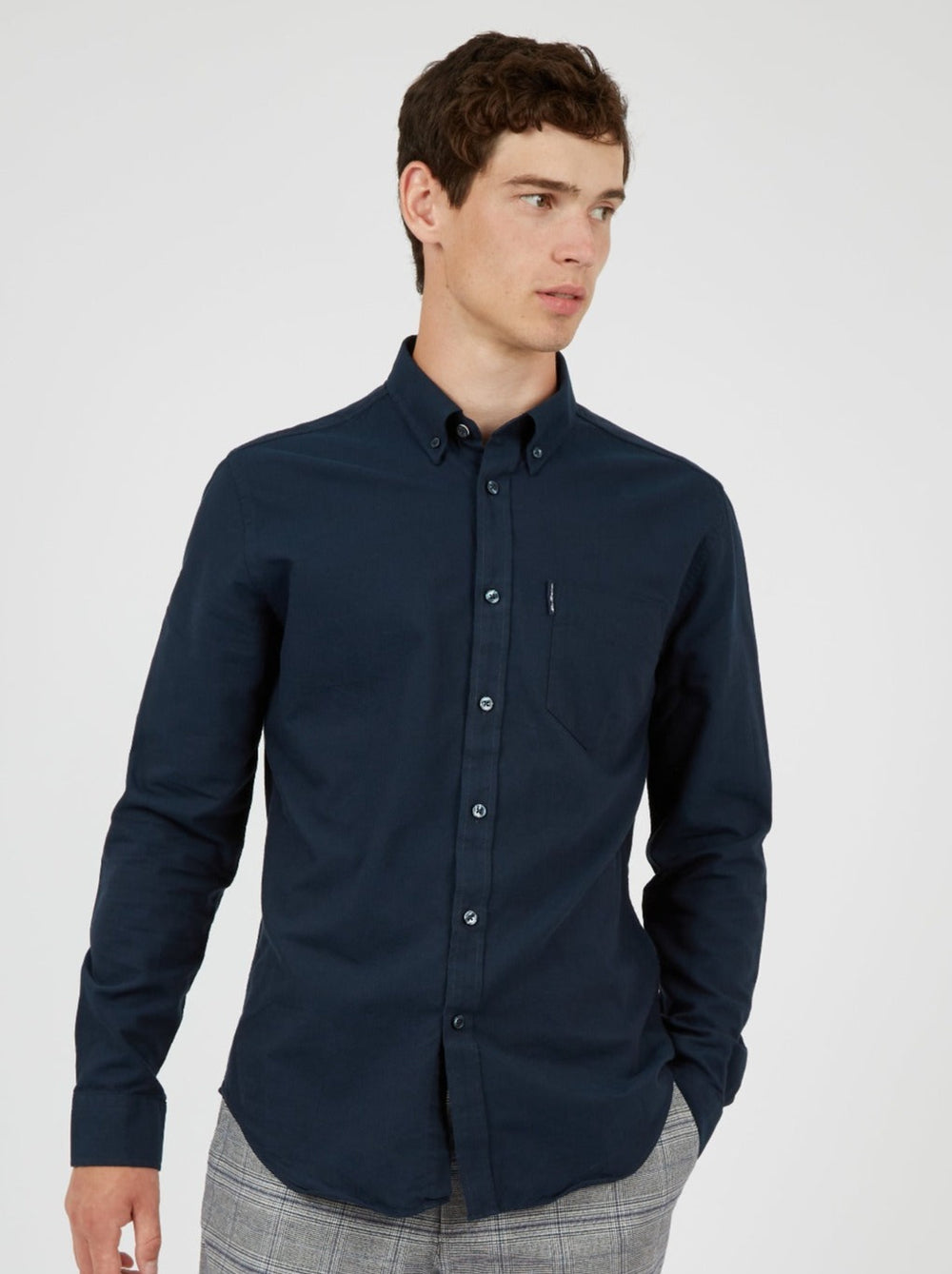 Chemises Ben Sherman Signature Organic Oxford Bleu Marine | ZXZ-30536398